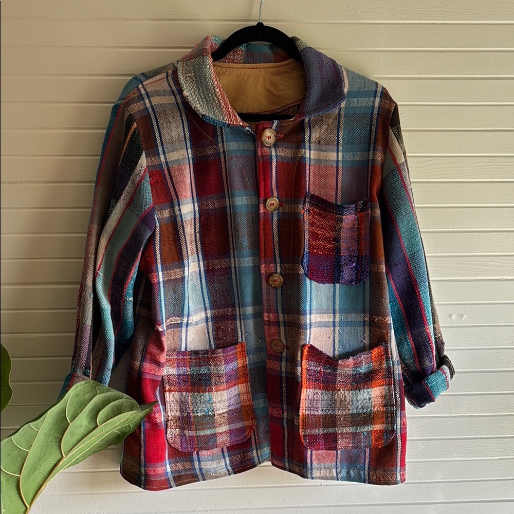 Colorful Plaid Button-Up Jacket